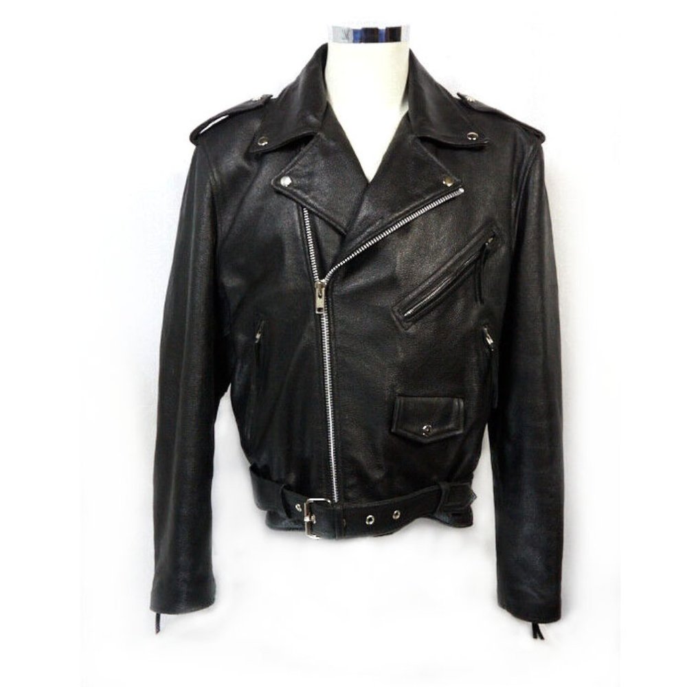 FMC First Black Leather Motorcycle Biker Jacket
